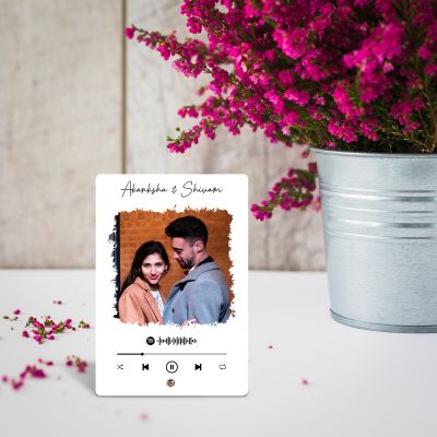 Personalized Spotify Plaque Tabletop Photo Frame With Scannable Code & Steel Removable Stand Anniversary Gift For Wife, Husband, Friend Birthday Gift For Someone Special